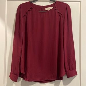 LOFT Merlot Long-Sleeve Blouse MP